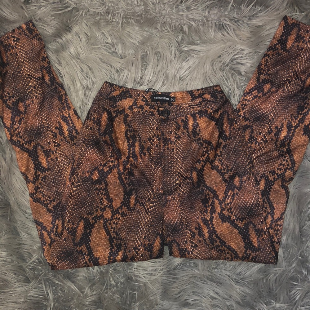 Brown Snake Print Straight Leg Trouser
